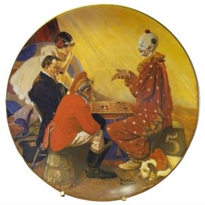 Vtg Clown Plate It's Ur Move Norman Rockwell Gold